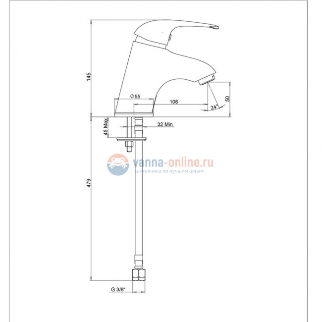 Смеситель для раковины Paini Smile без донного клапана