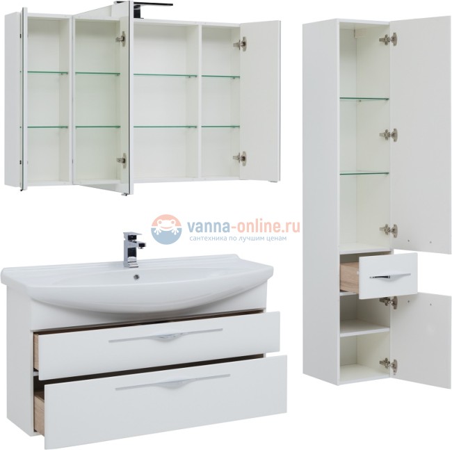 Шкаф-пенал Aquanet Ирвин 35 L/R, белый глянец