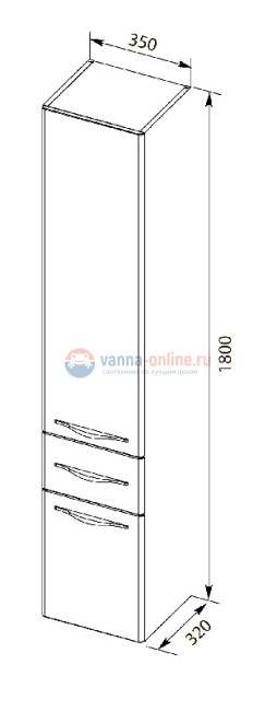 Шкаф-пенал Aquanet Ирвин 35 L/R, белый глянец