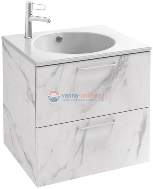 Тумба под раковину Jacob Delafon Odeon Rive Gauche 60 см, EB2520-R5-NR4, цвет белый мрамор, ручки хром Тумба под раковину Jacob Delafon Odeon Rive Gauche 60 см, EB2520-R5-NR4, цвет белый мрамор, ручки хром