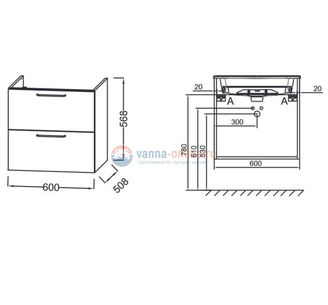 Тумба под раковину Jacob Delafon Odeon Rive Gauche 60 см, EB2520-R5-NR4, цвет белый мрамор, ручки хром Тумба под раковину Jacob Delafon Odeon Rive Gauche 60 см, EB2520-R5-NR4, цвет белый мрамор, ручки хром