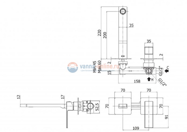 Смеситель для раковины Cezares Effect EFFECT-BLI2-20-01, хром Смеситель для раковины Cezares Effect EFFECT-BLI2-20-01, хром