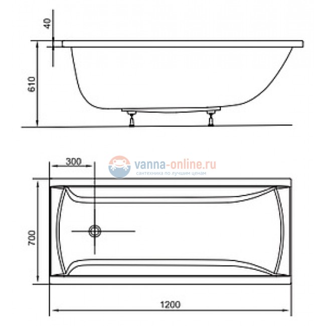 Акриловая прямоугольная ванна 120 х 70 Ravak Classic