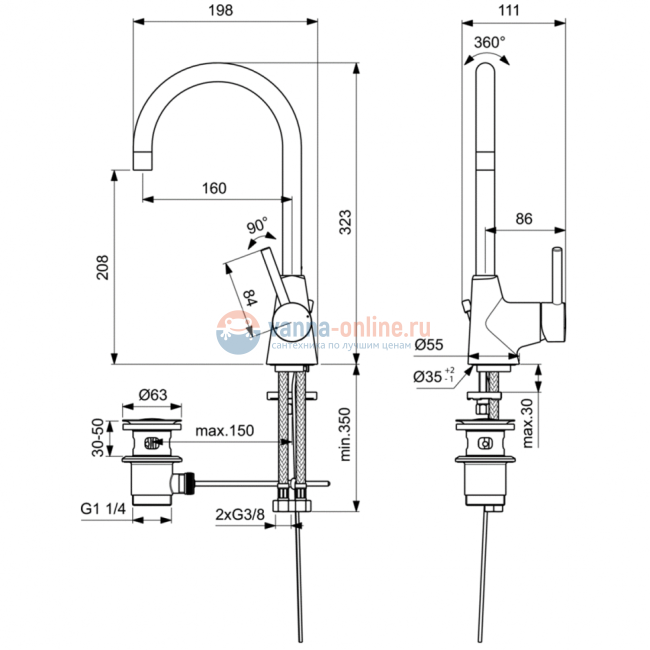 Смеситель для раковины Ideal Standard CERALINE BC195AA Смеситель для раковины Ideal Standard CERALINE BC195AA