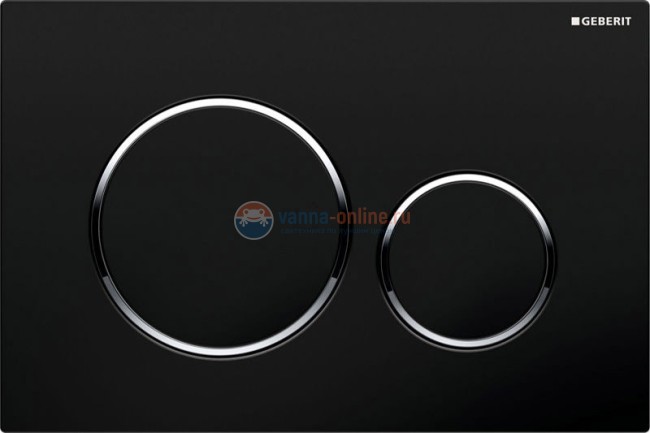 Клавиша Geberit Sigma Type 20 115.882.KM.1 рамка и кнопки: черные, обод: хром, двойной смыв