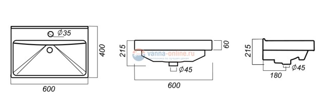 Раковина Sanita Luxe Fest 60 FST60SLWB01
