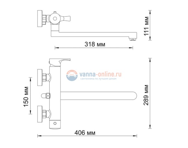 Смеситель WasserKRAFT BERKEL 4802L для ванны и душа с длинным изливом, хром Смеситель WasserKRAFT BERKEL 4802L для ванны и душа с длинным изливом, хром