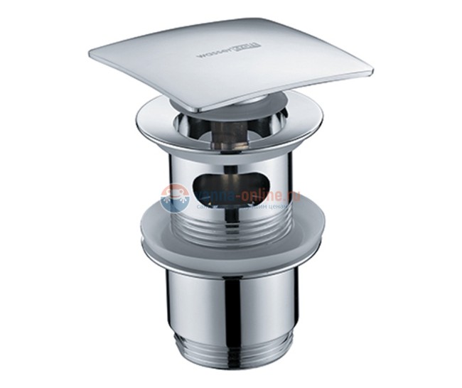 Донный клапан Push-up с переливом WasserKRAFT A105, хром
