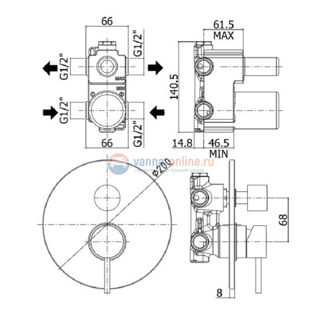 Смеситель Paffoni Light LIG018CR для душа встраиваемый, с внутренней частью, цвет хром Смеситель Paffoni Light LIG018CR для душа встраиваемый, с внутренней частью, цвет хром