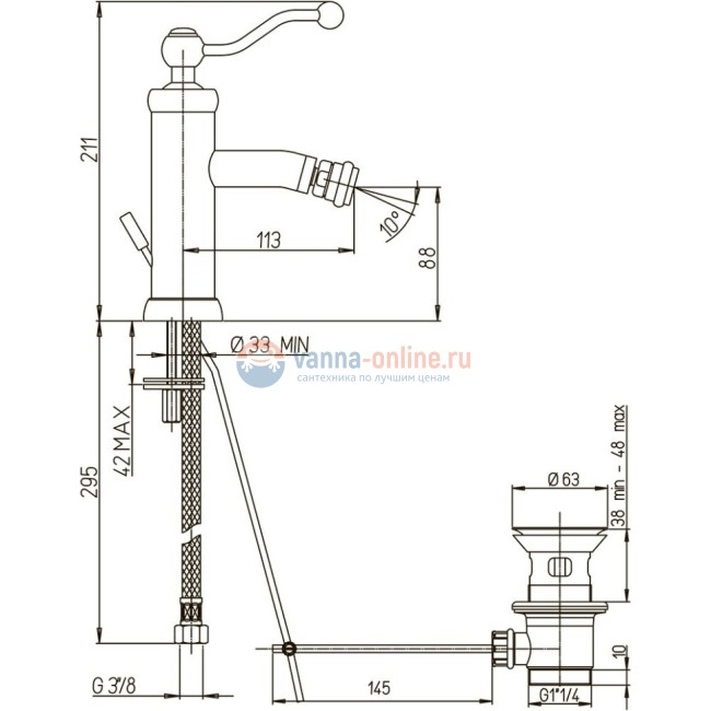 Смеситель для биде Paini Duomo, старая бронза Смеситель для биде Paini Duomo, старая бронза