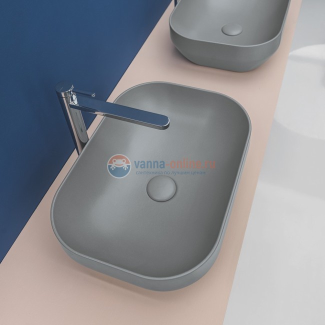 Раковина накладная AXA Decus прямоугольная 500х350хh150мм., серый матовый