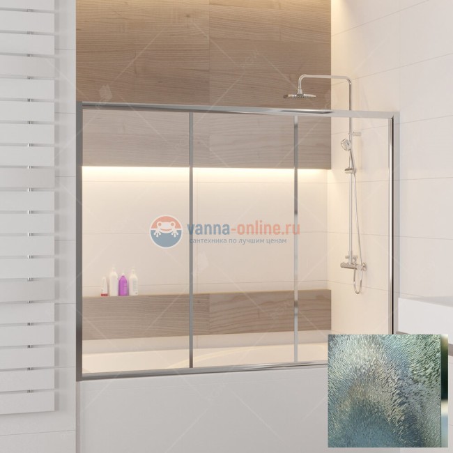 Шторка на ванну RGW SC-41, 04114116-51, 160 x 150 см стекло шиншилла, хром