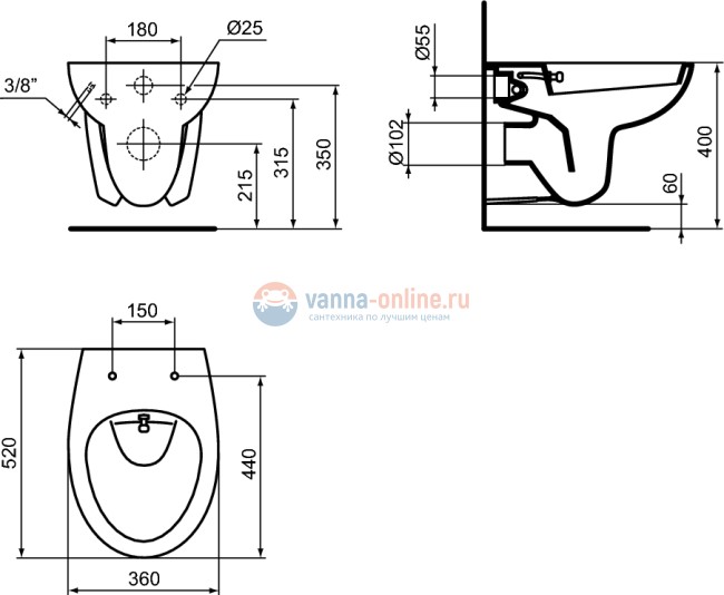Подвесной унитаз с функцией биде Ideal Standard EUROVIT W705501 Подвесной унитаз с функцией биде Ideal Standard EUROVIT W705501
