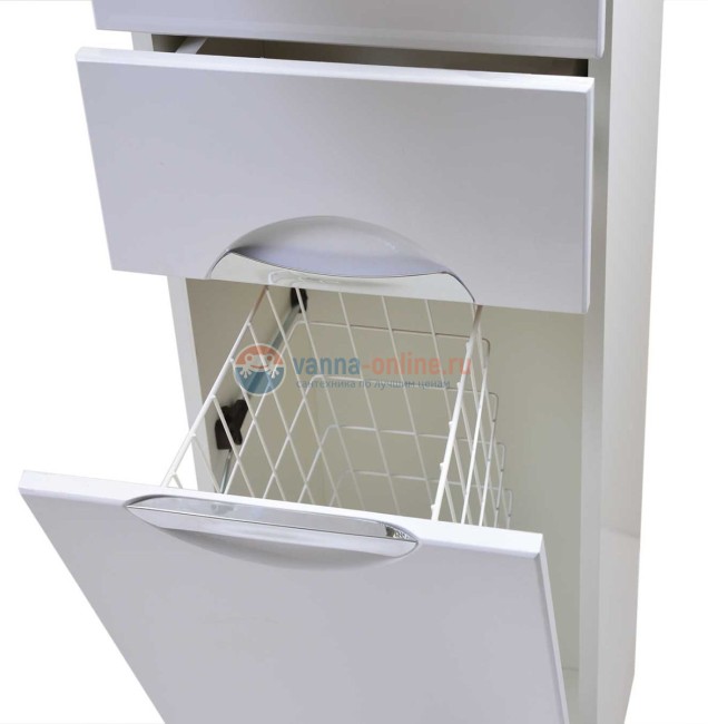 Пенал Emmy Милли 40 см, mel40penBdsp, напольный, 2 ящика, корзина, белый, левый/правый