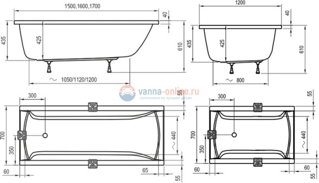 Ванна акриловая Ravak Classic, 140 x 70 см