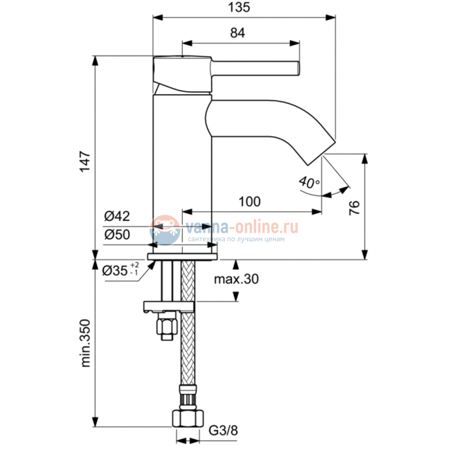 Смеситель для раковины Ideal Standard CERALINE BC268AA