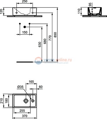 Раковина 37х21 см Ideal Standard TEMPO E211201