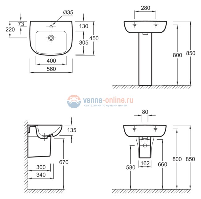 Раковина Jacob Delafon Odeon Up E4737-00 56*45 см