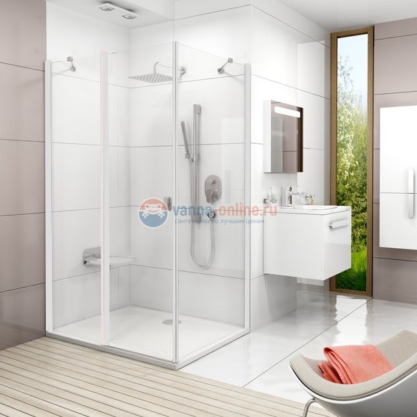 Душевой уголок Ravak Chrome CRV2+CPS 110 x 80 см профиль белый, стекло Транспарент