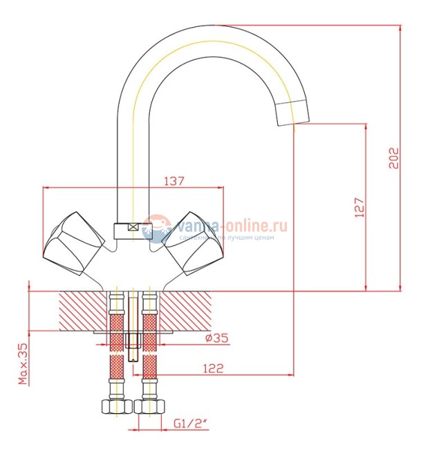 Смеситель Agger Retro-S A1801100 для раковины без донного клапана, хром