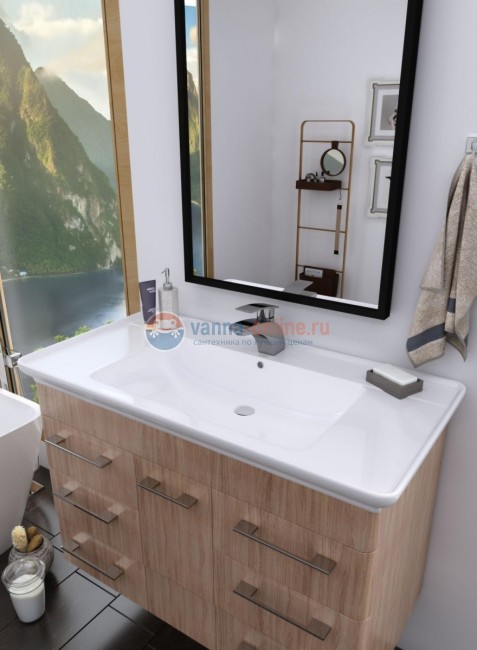 Раковина Kirovit Дуглас 105 см фаянс, белая