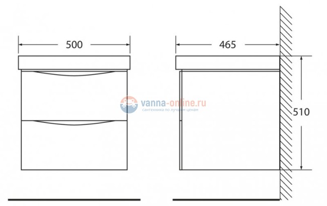 Тумба под раковину BelBagno Fly FLY-500-2C-SO-BL-P, 47,5 х 45 х 45 см, Bianco Lucido/белый глянец