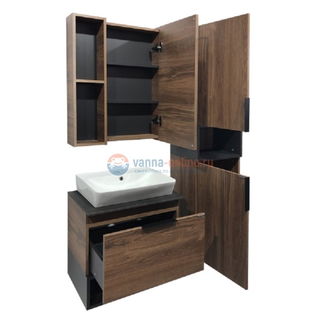 Зеркальный шкаф Comfortу Штутгарт-60, дуб тёмно-коричневый