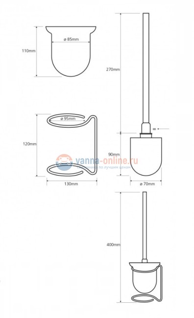 Ершик Bemeta Neo 104113105 11 x 13 x 40 см напольный, хром матовый, щетка белая