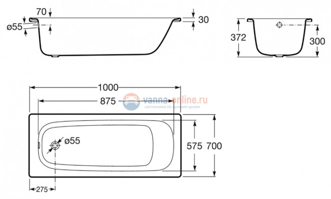 Стальная ванна Roca Contessa 100x70 см 212107001