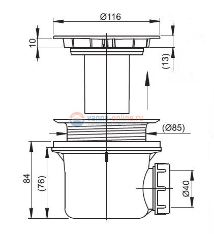 Сифон для душевого поддона Alcaplast A49B d90, белый Сифон для душевого поддона Alcaplast A49B d90, белый