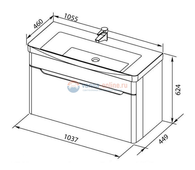 Тумба с раковиной Aquanet София 105 00199870 подвесная