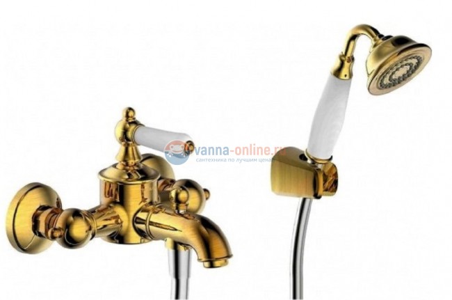 Смеситель Bravat Art F675109G-B для ванны, короткий излив, с душевым гарнитуром Смеситель Bravat Art F675109G-B для ванны, короткий излив, с душевым гарнитуром