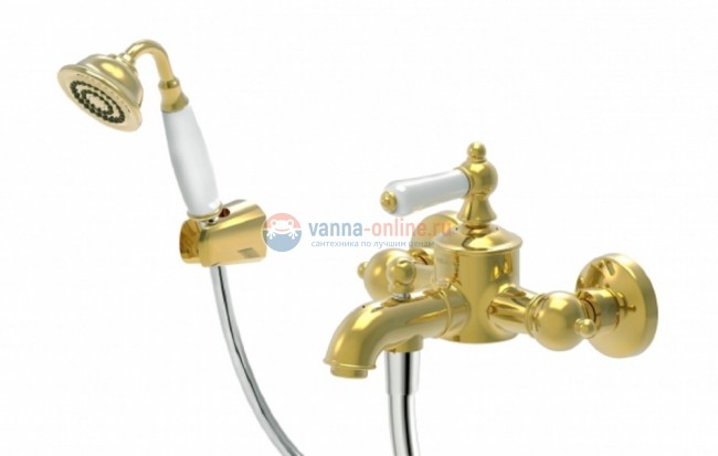 Смеситель Bravat Art F675109G-B для ванны, короткий излив, с душевым гарнитуром Смеситель Bravat Art F675109G-B для ванны, короткий излив, с душевым гарнитуром