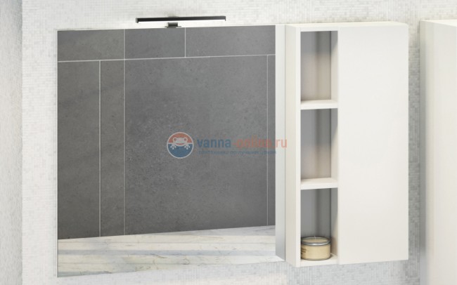 Зеркальный шкаф Comfortу Милан-120 белый, правый