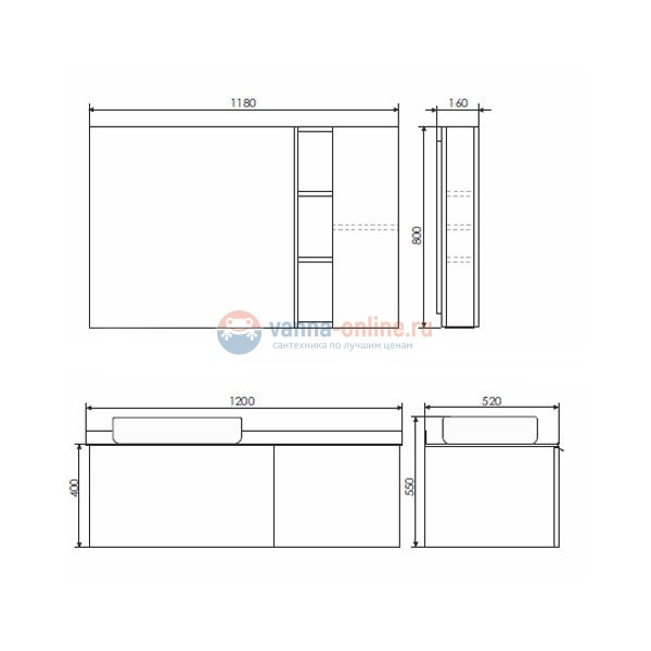 Зеркальный шкаф Comfortу Милан-120 белый, правый