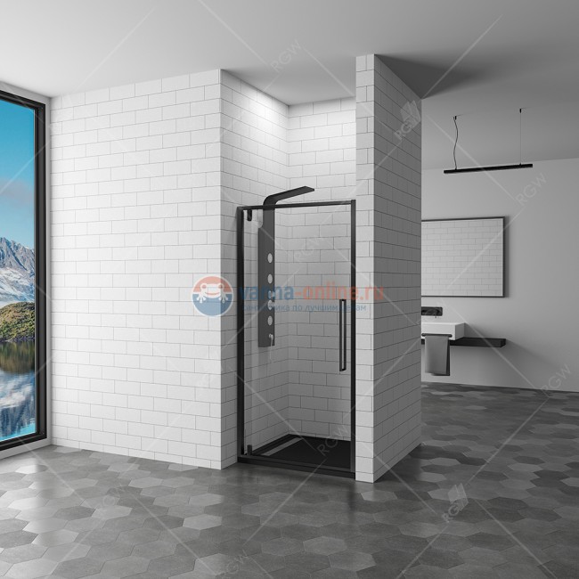 Душевая дверь RGW SV-02 B 06320209-14 90 х 200 см распашная, стекло прозрачное, черный