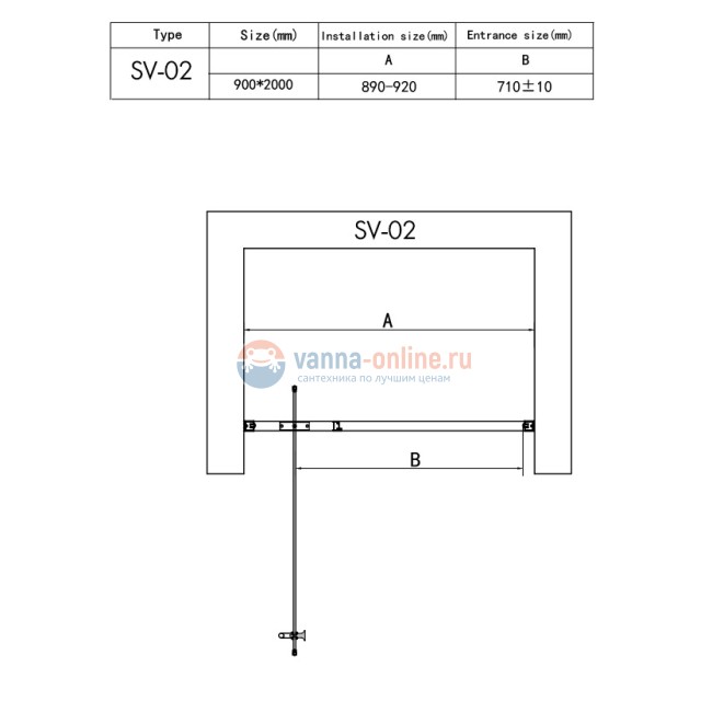 Душевая дверь RGW SV-02 B 06320209-14 90 х 200 см распашная, стекло прозрачное, черный