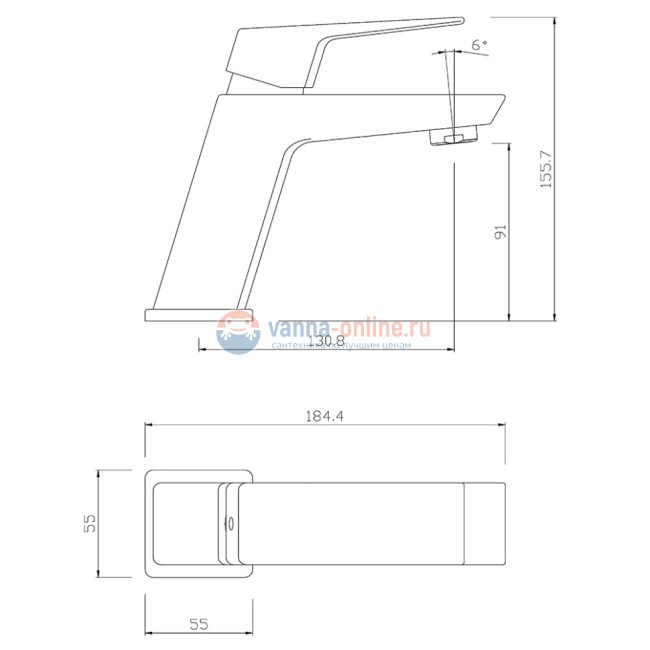 Смеситель для раковины Paini Torre без донного клапана