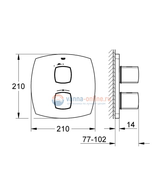 Термостат Grohe Grandera 19934000 для ванны и душа, хром Термостат Grohe Grandera 19934000 для ванны и душа, хром