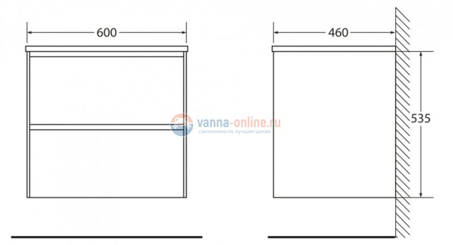 Тумба под раковину BelBagno Pietra PIETRA-600-2C-SO-SCM, 60 х 46 х 55 см, цвет серый (stucco cemento)