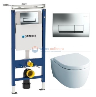 Инсталляция Geberit с безободковым унитазом Geberit iCon Rimfree 204060000, сиденье микролифт, комплект