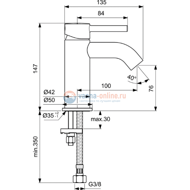 Смеситель для раковины Ideal Standard CERALINE BC268XG