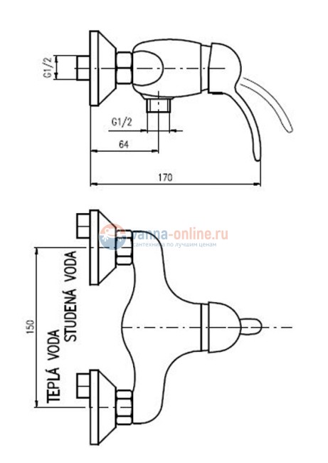 Смеситель для душа Rav-Slezak Labe L581.5, хром/белый