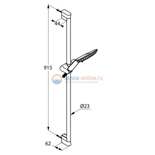 Душевой гарнитур 3S Kludi Fizz 6774087-00 штанга 90 см, черный матовый