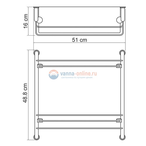 Полка стеклянная двойная WasserKRAFT 2022
