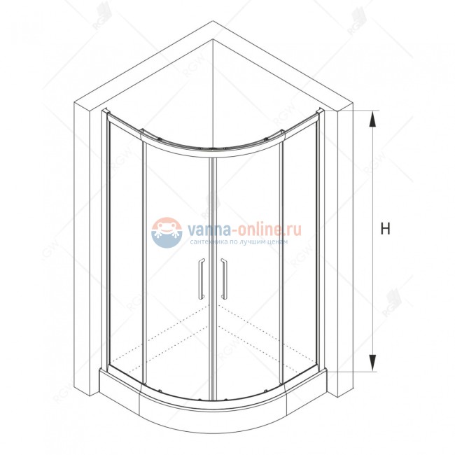 Душевой уголок RGW CL-54-B 32095499-14 90x90 см четверть круга, стекло прозрачное, черный