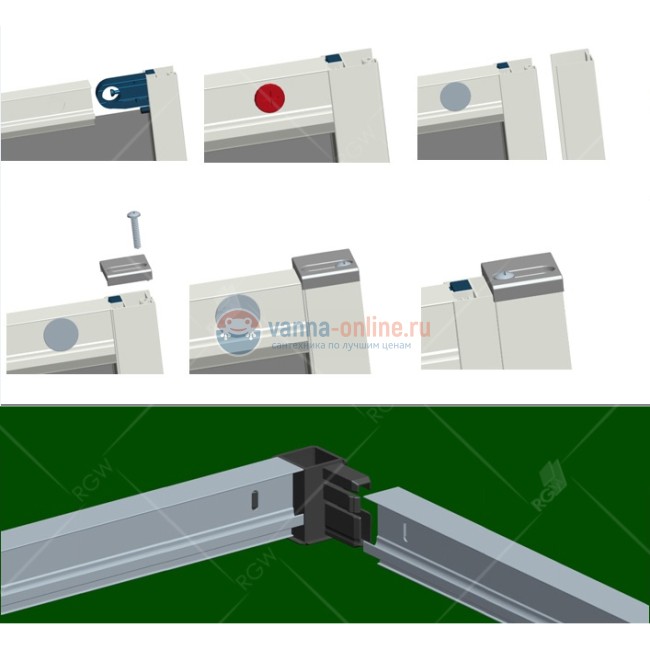 Душевой уголок RGW CL-54-B 32095499-14 90x90 см четверть круга, стекло прозрачное, черный