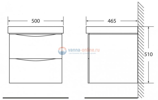 Тумба под раковину BelBagno Fly FLY-500-2C-SO-RN-P, 47,5 х 45 х 45 см, Rovere Nature/светло-коричневый