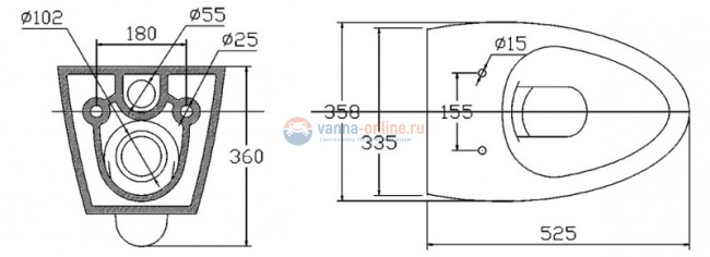 Унитаз подвесной BelBagno Alpha BB300CHR, безободковый Унитаз подвесной BelBagno Alpha BB300CHR, безободковый
