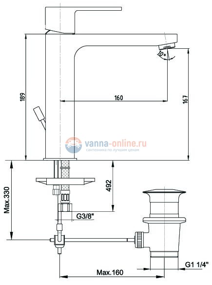 Смеситель E.C.A Nita 102188049EX для раковины с удлиненным корпусом и донным клапаном Смеситель E.C.A Nita 102188049EX для раковины с удлиненным корпусом и донным клапаном
